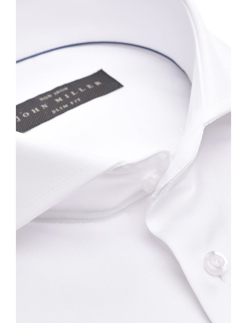 John Miller overhemd mouwlengte 7 wit strijkvrij katoen Slim Fit