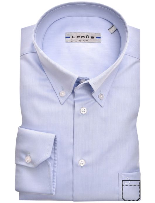 Overhemd Ledub lichtblauw strijkvrij