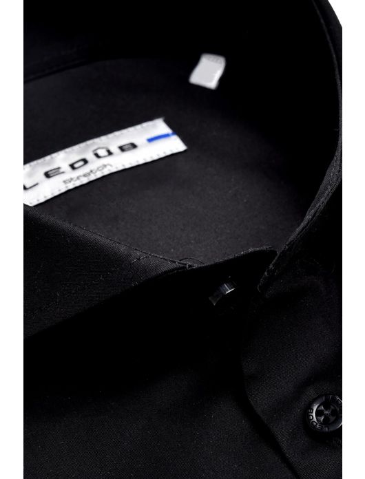 Overhemd Ledub Modern Fit stretch zwart