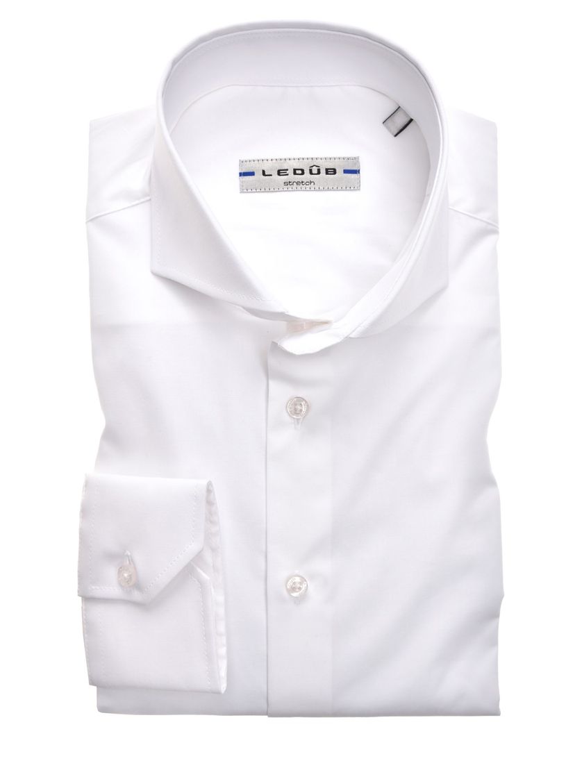 Ledub Modern Fit overhemd wit stretch