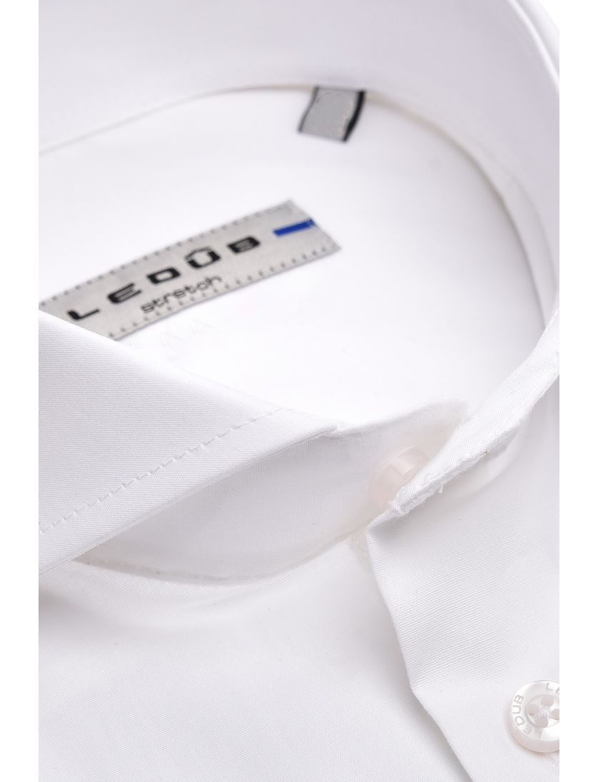 Ledub Modern Fit overhemd wit stretch