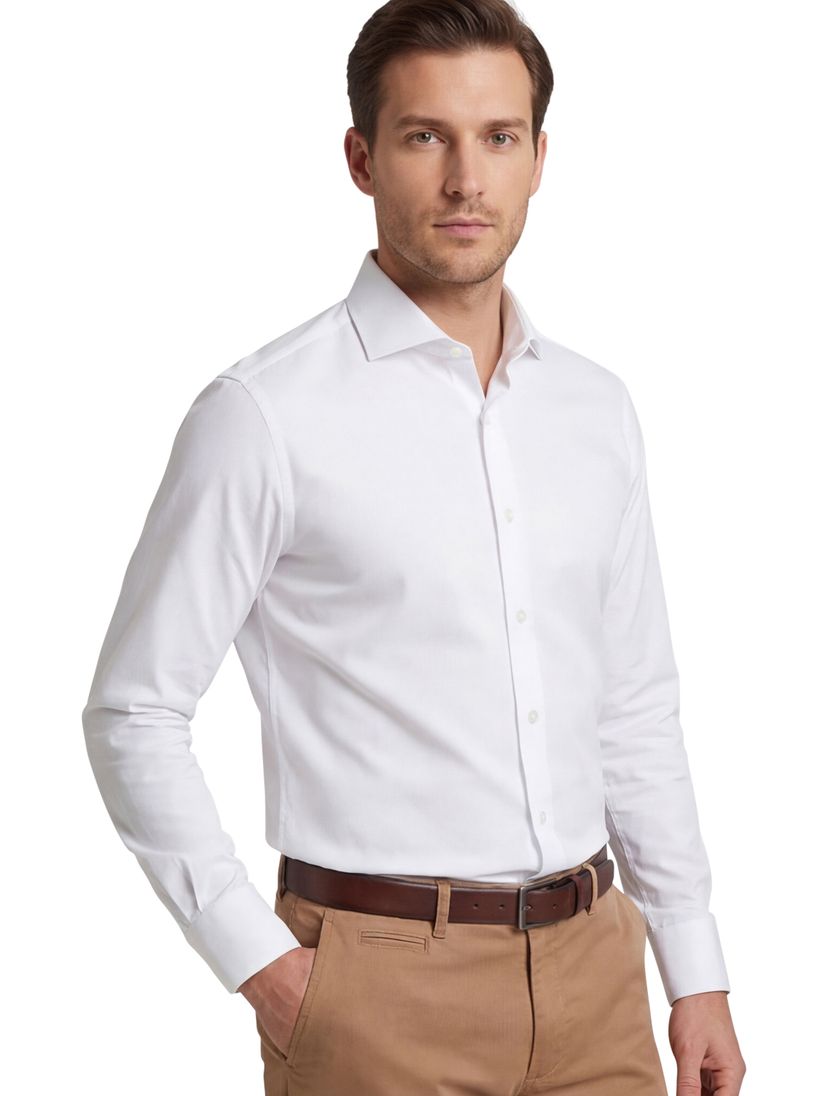 Ledub Modern Fit overhemd wit stretch
