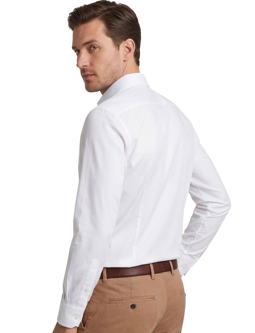 Ledub Modern Fit overhemd wit stretch
