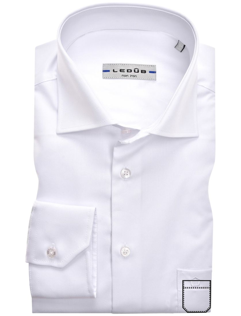 Ledub overhemd spierwit Slim Fit strijkvrij