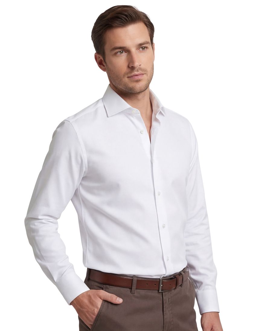 Ledub overhemd spierwit Slim Fit strijkvrij