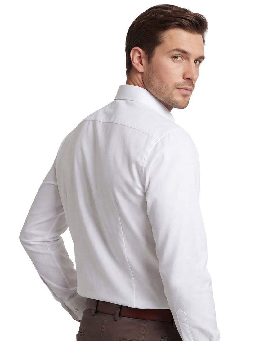 Ledub overhemd spierwit Slim Fit strijkvrij