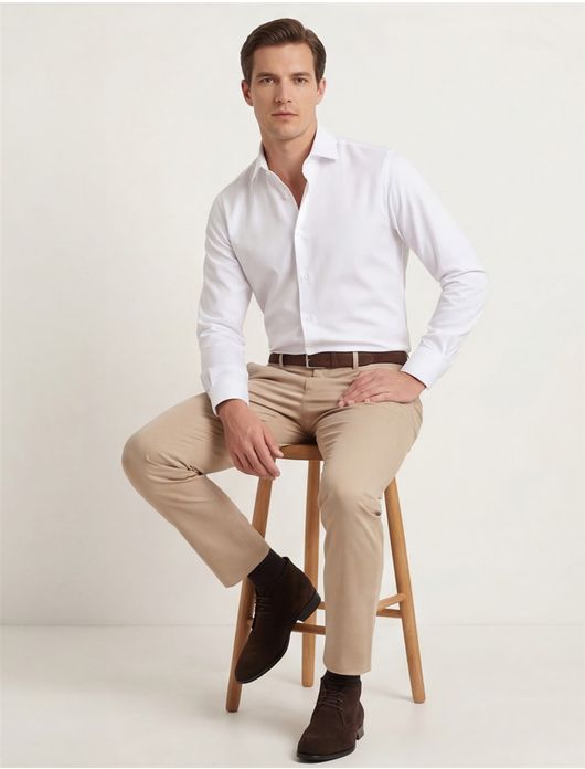 Overhemd Ledub Slim Fit wit