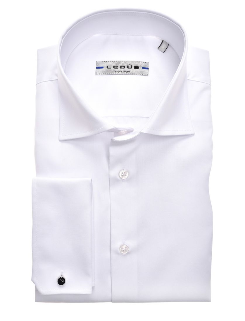 Smokingoverhemd Ledub wit Slim Fit strijkvrij