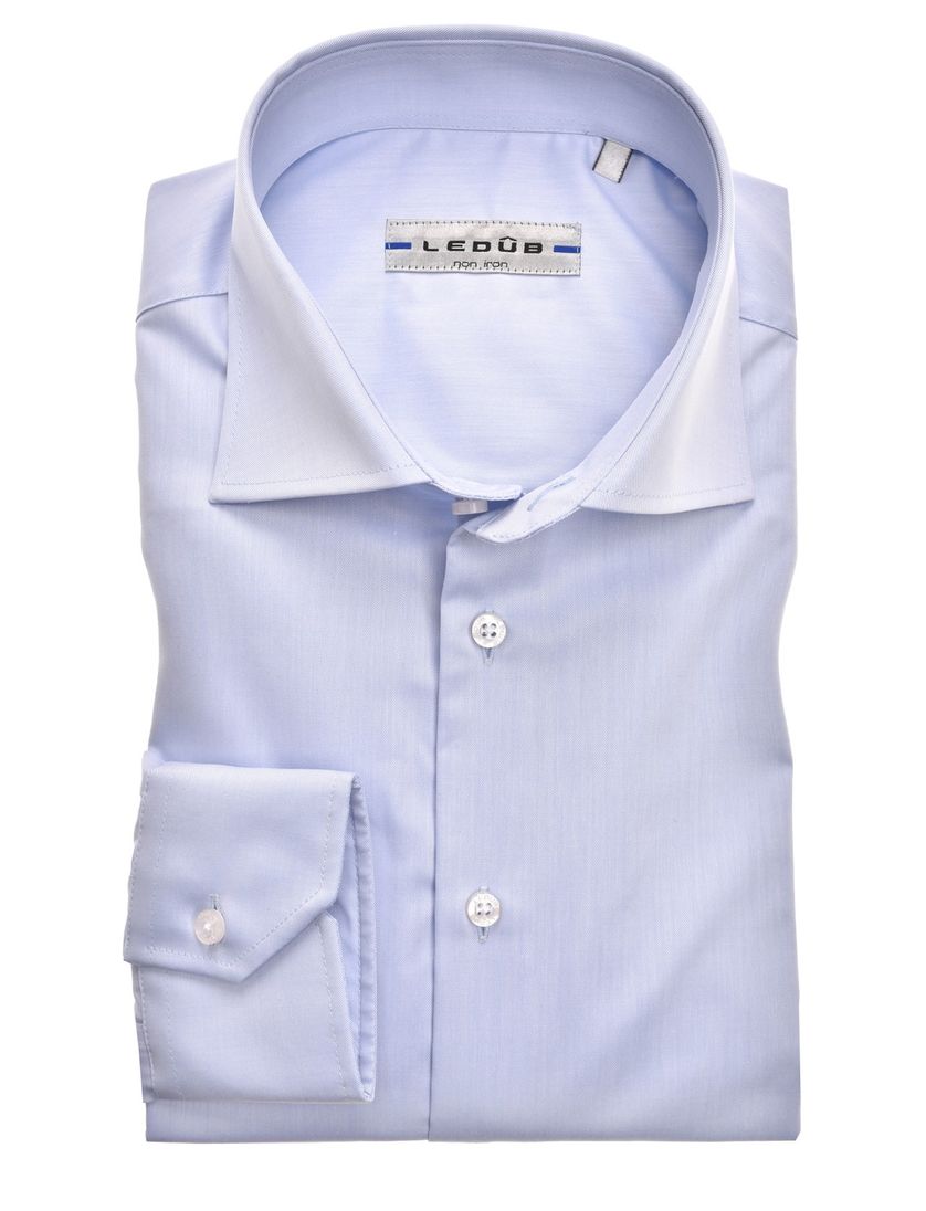 Mouwlengte 7 overhemd Ledub Slim Fit blauw