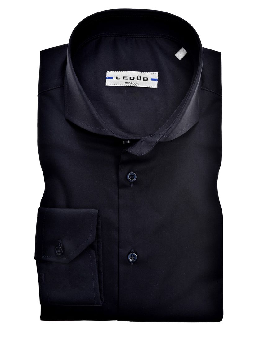 Ledub overhemd donkerblauw Slim Fit stretch
