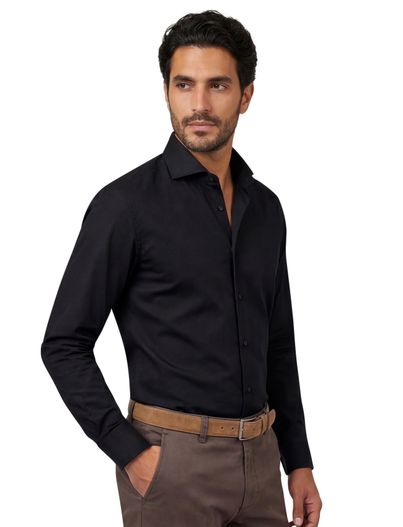 Ledub Zwart overhemd Ledub Slim Fit