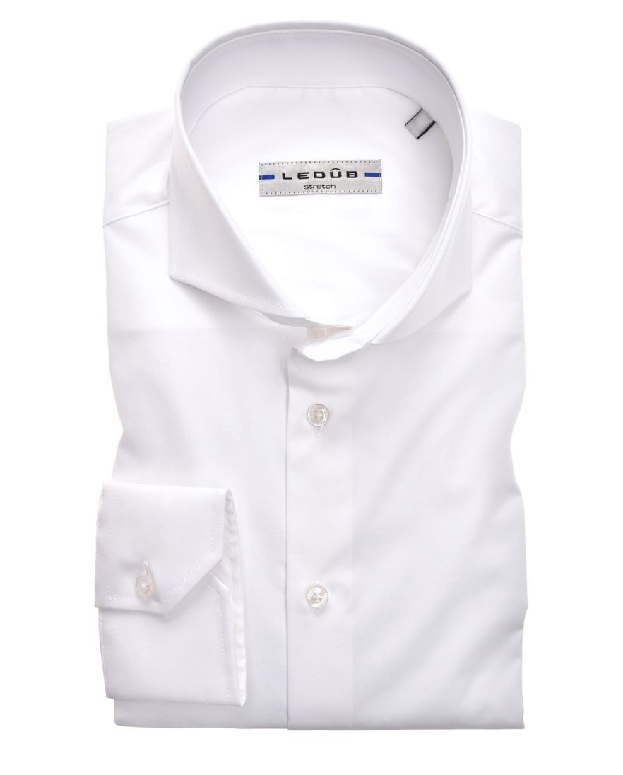 Stretch overhemd Ledub wit Slim Fit