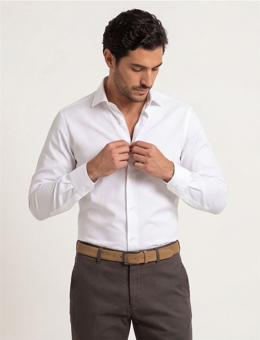 Wit overhemd Ledub Slim Fit stretch
