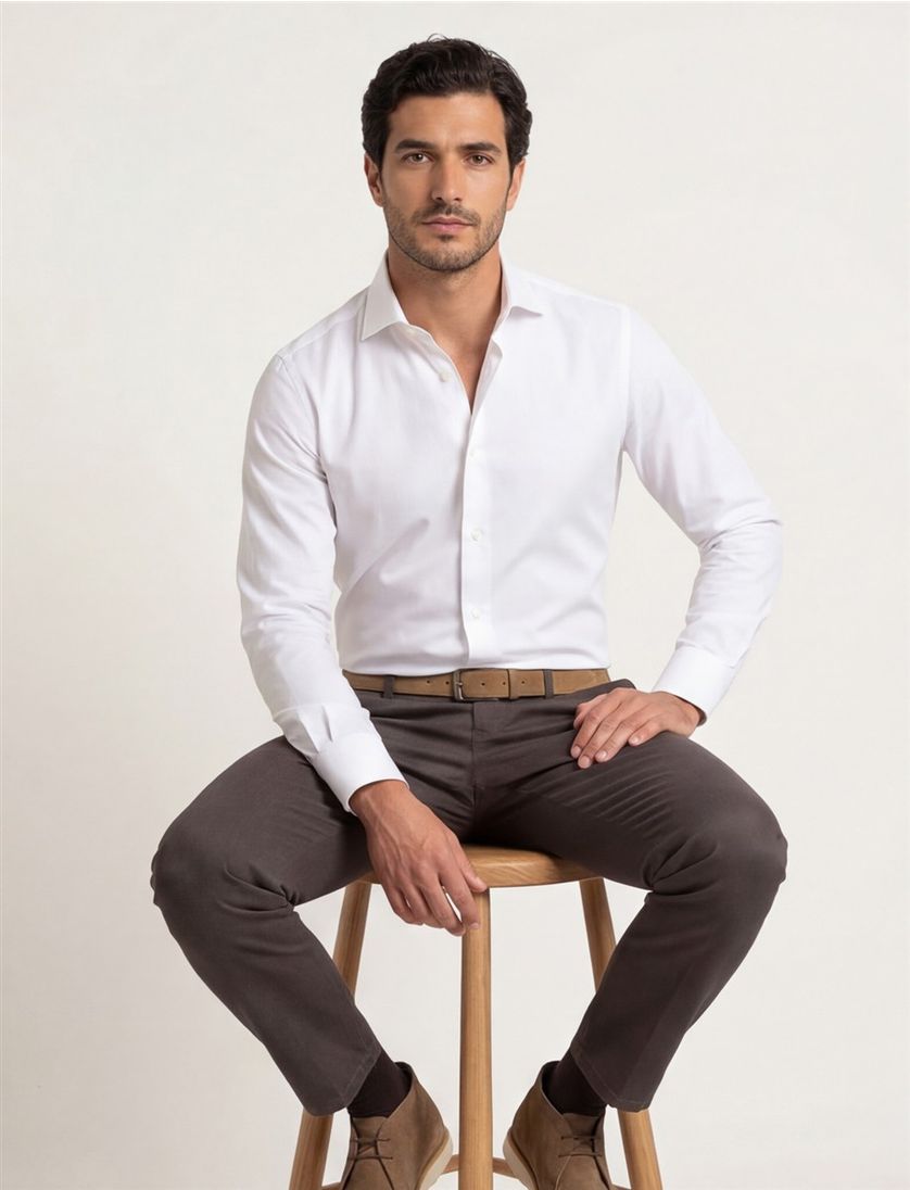 Wit overhemd Ledub Slim Fit stretch
