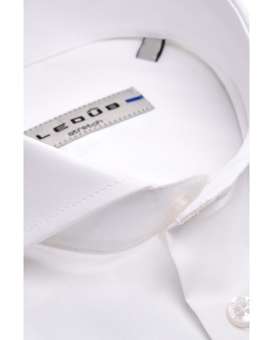 Stretch overhemd Ledub wit Slim Fit