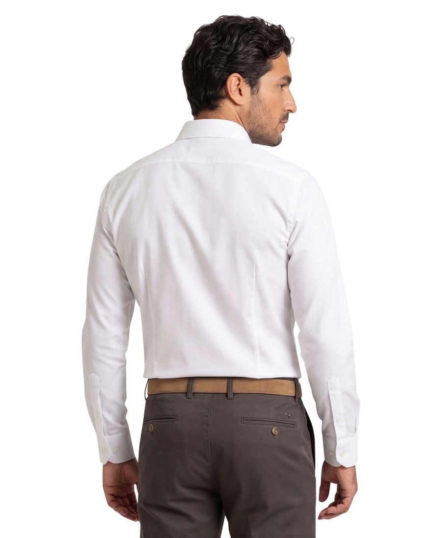 Stretch overhemd Ledub wit Slim Fit