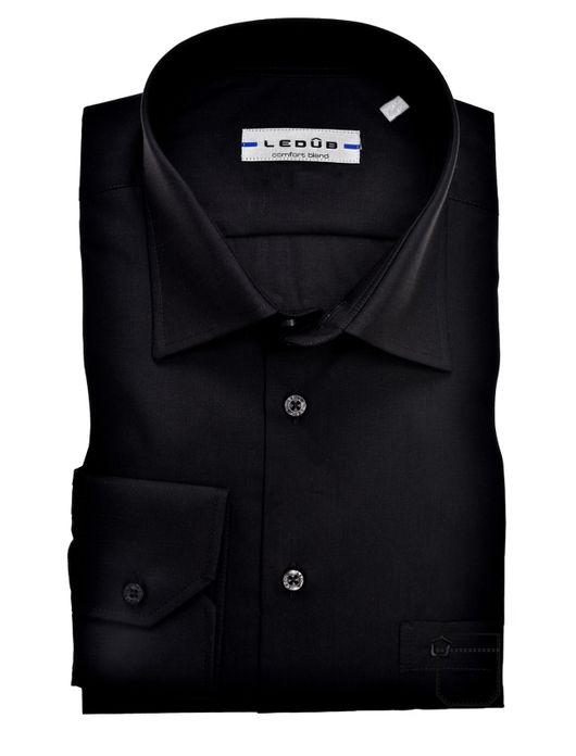 Zwart overhemd Ledub Regular Fit