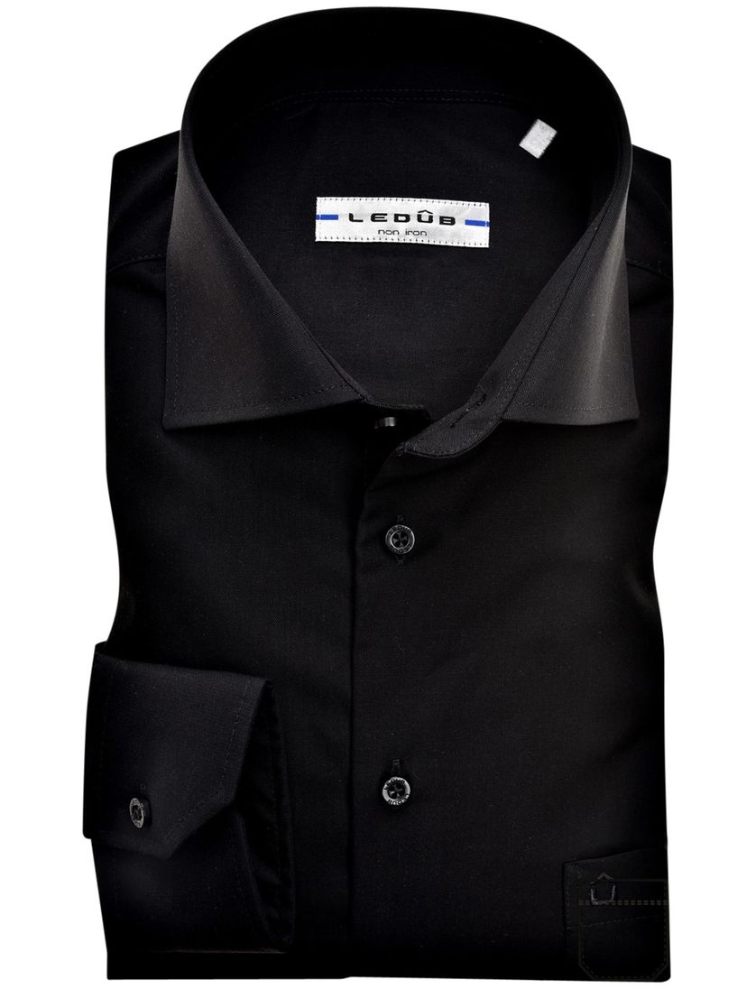 Overhemd Ledub zwart Modern Fit borstzakje