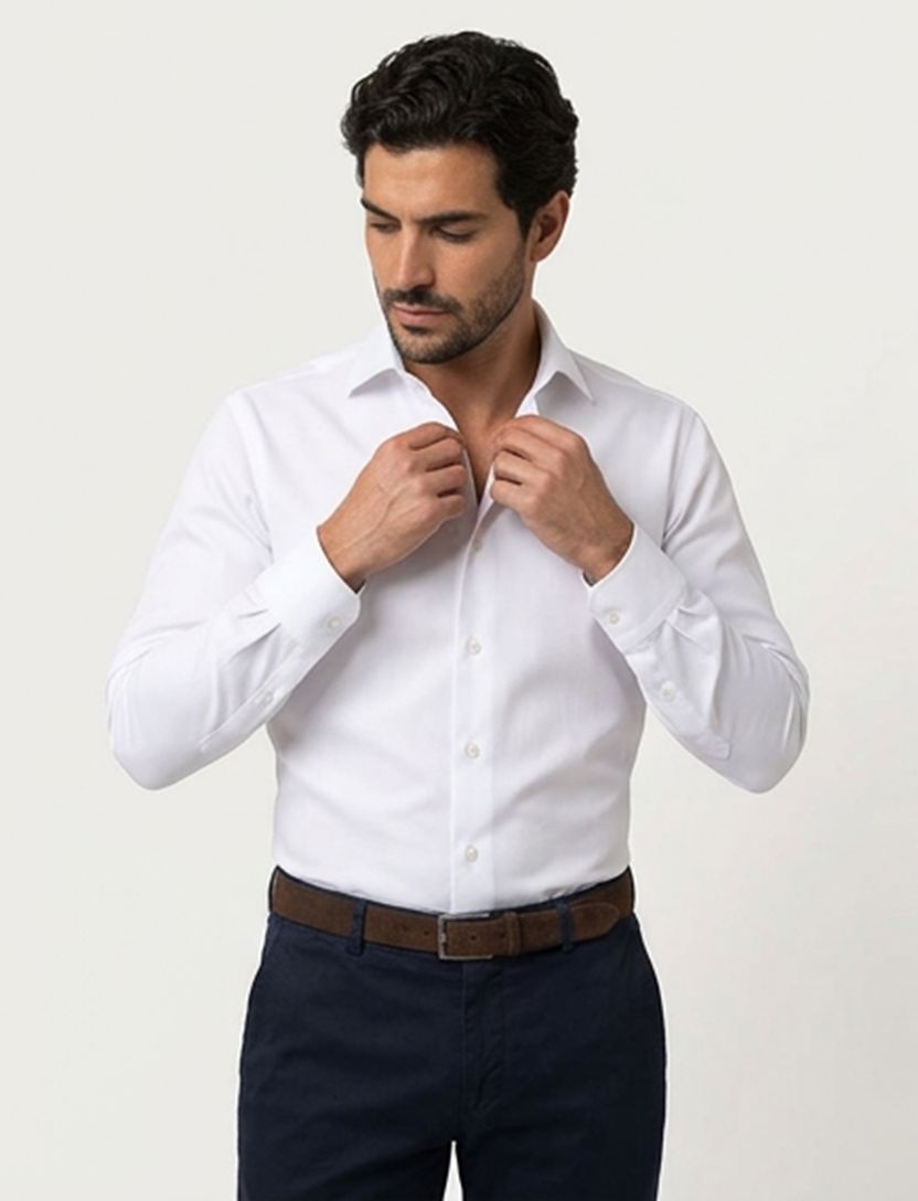 Ledub overhemd wit anti kreuk Modern Fit