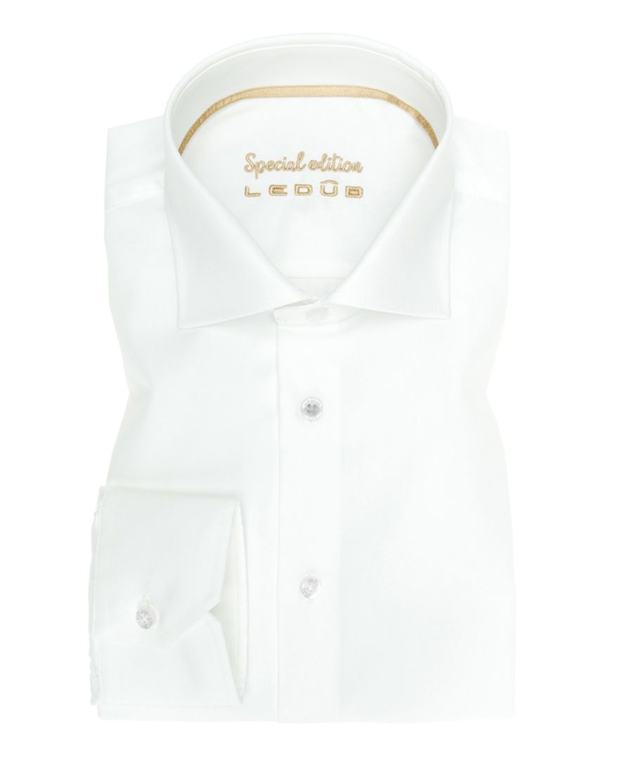 Ledub overhemd modern fit ecru effen katoen