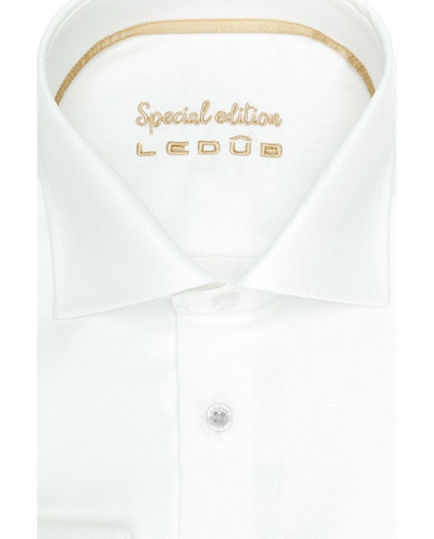 Ledub overhemd modern fit ecru effen katoen