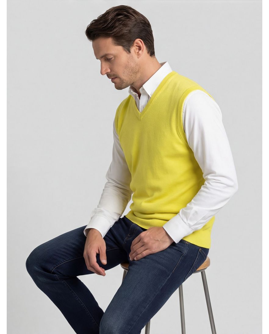 Slipover Maerz geel v-hals