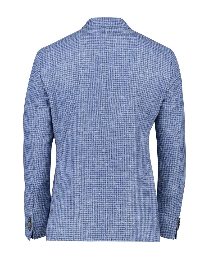 Dressler colbert blauw geruit katoen slim fit