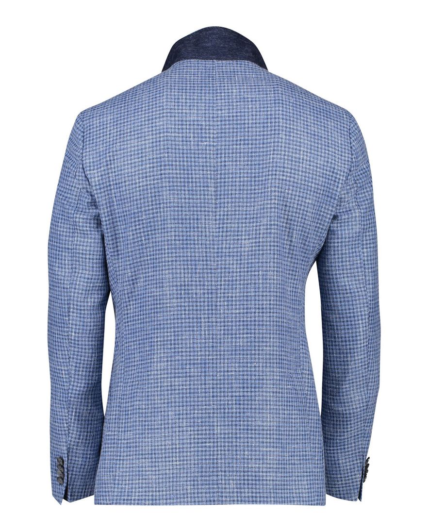 Dressler colbert blauw geruit katoen slim fit