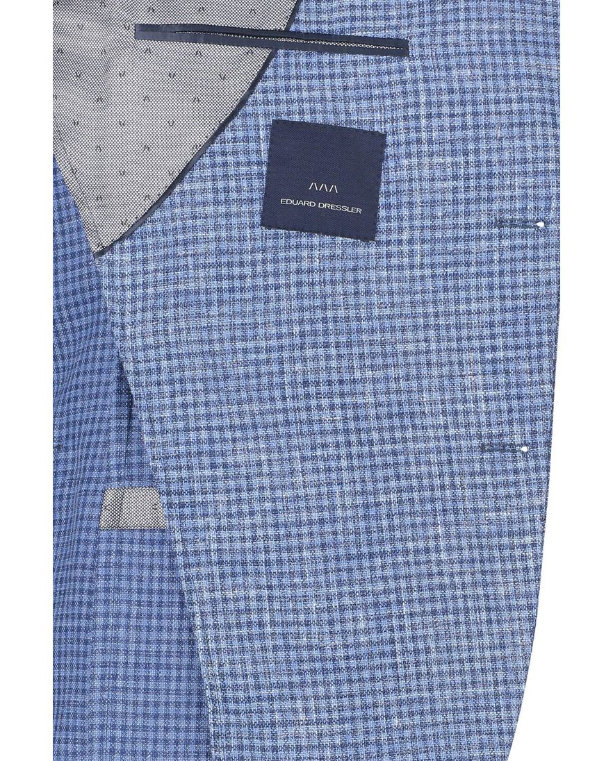 Dressler colbert blauw geruit katoen slim fit