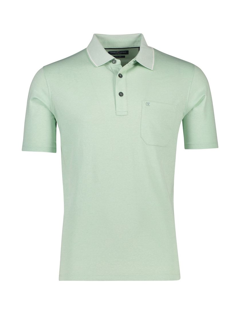 poloshirt korte mouw Casa Moda lichtgroen katoen