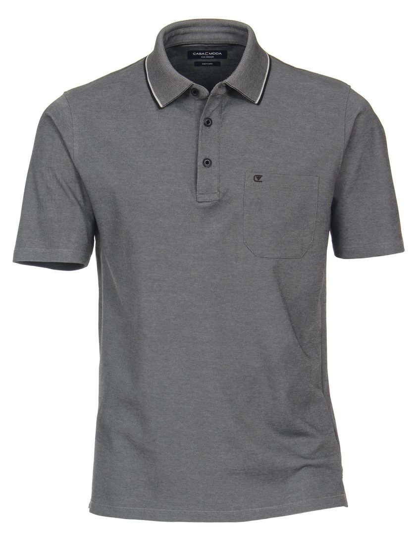 poloshirt korte mouw Casa Moda grijs wijde fit
