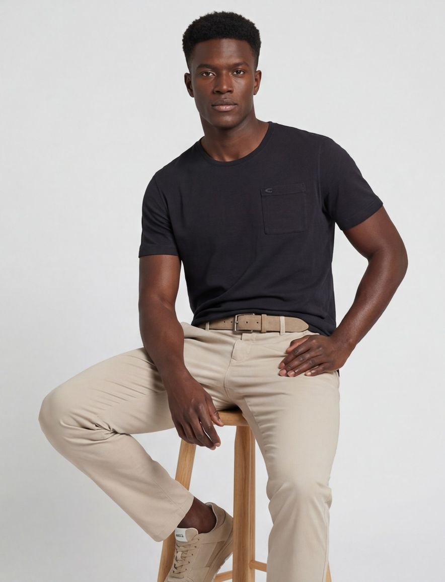 Donkergrijs t-shirt Camel Active met borstzak