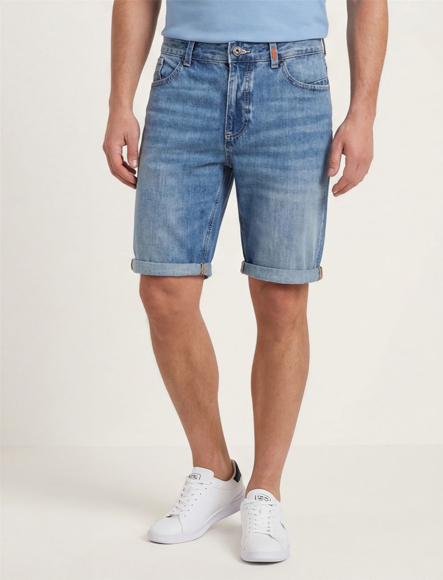 Short Camel Active blauw 5-pocket Slim Fit