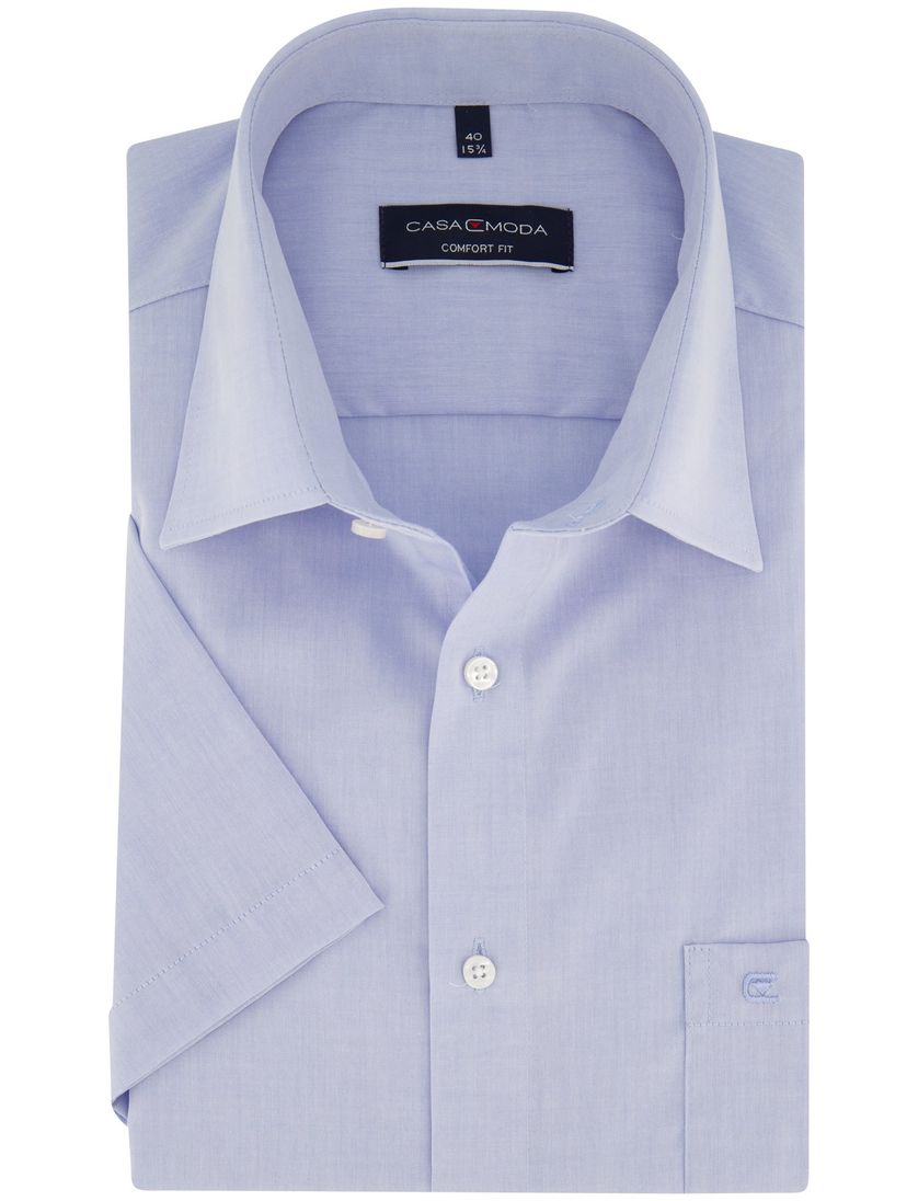 Casa Moda korte mouw overhemd wijde fit blauw