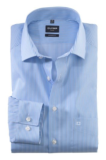 Olymp Olymp Modern Fit overhemd blauw gestreept