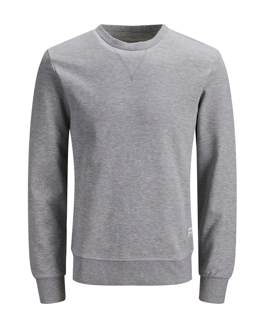 Jack & Jones trui ronde hals grijs uni katoen Plus Size