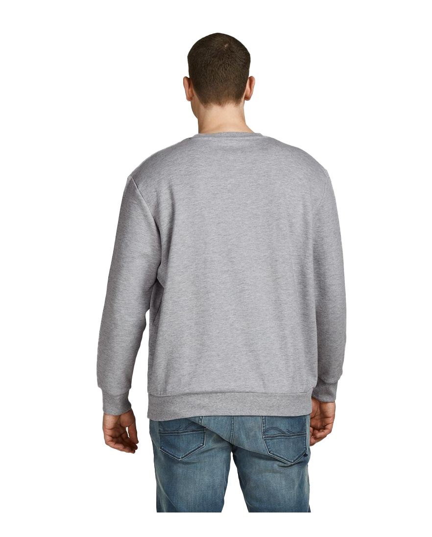 Jack & Jones trui ronde hals grijs uni katoen Plus Size