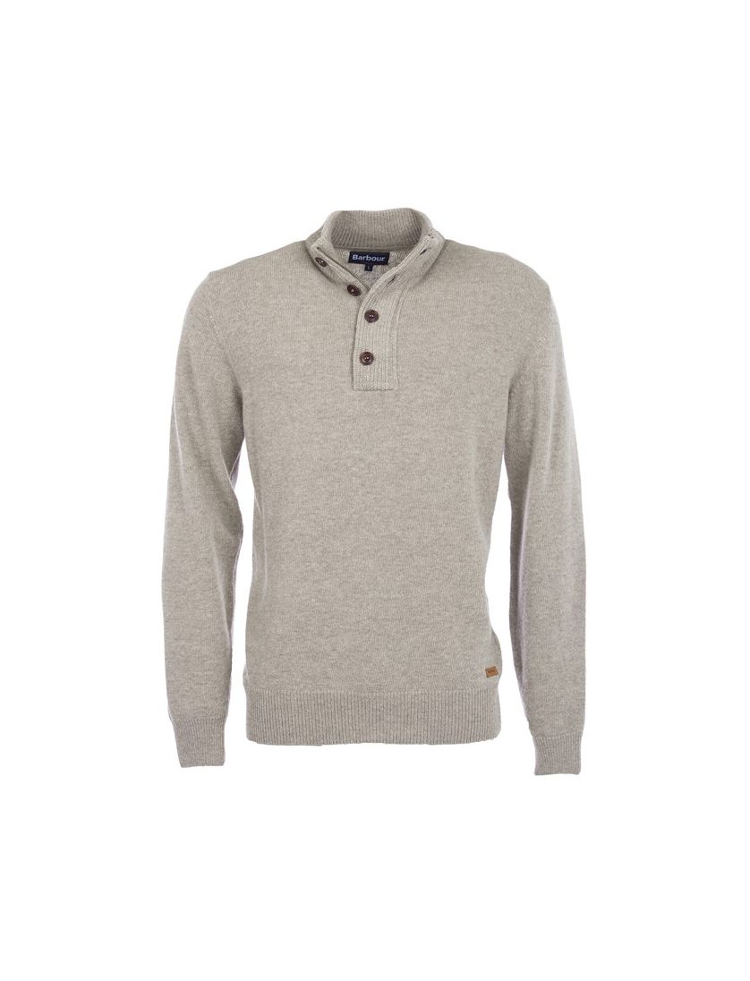 Barbour trui beige opstaande kraag merinowol