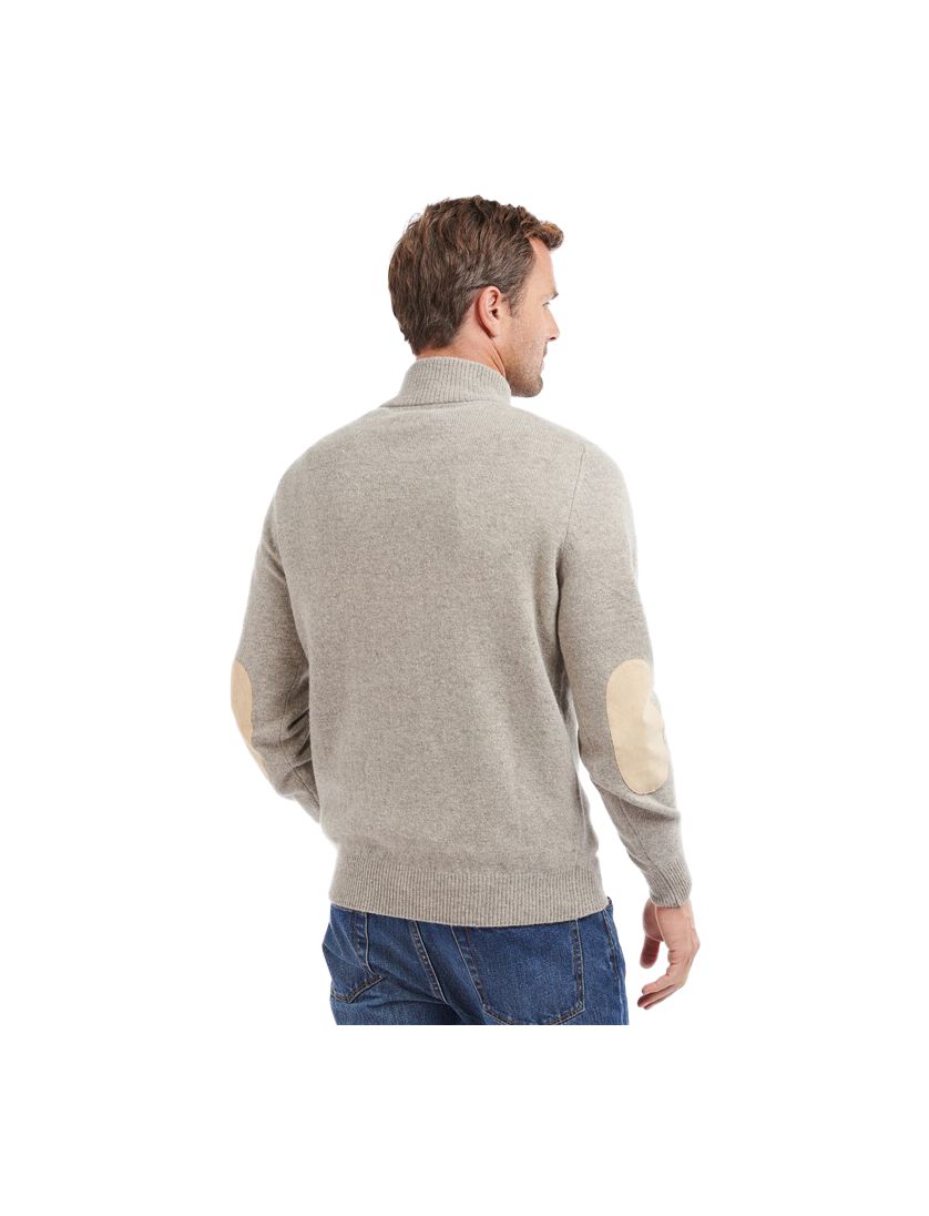 Barbour trui beige opstaande kraag merinowol