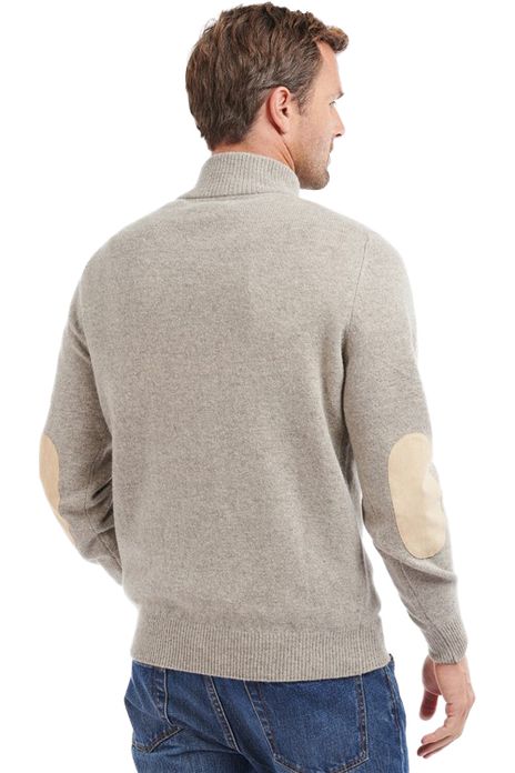 Beige Barbour trui opstaande kraag merinowol