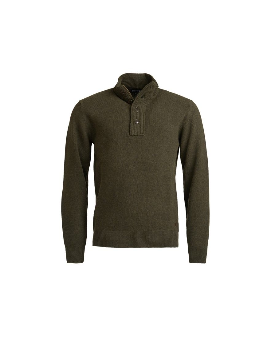 Barbour scheerwol trui opstaande kraag groen merinowol