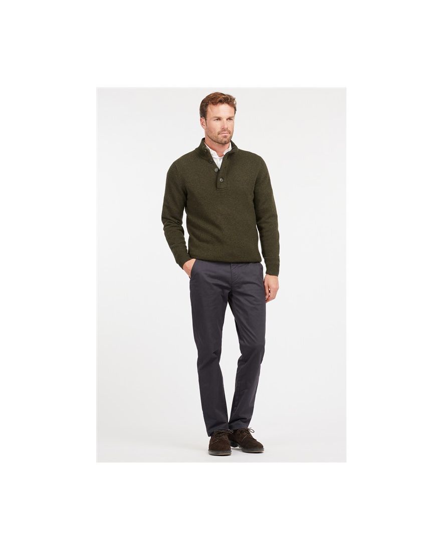 Barbour scheerwol trui opstaande kraag groen merinowol