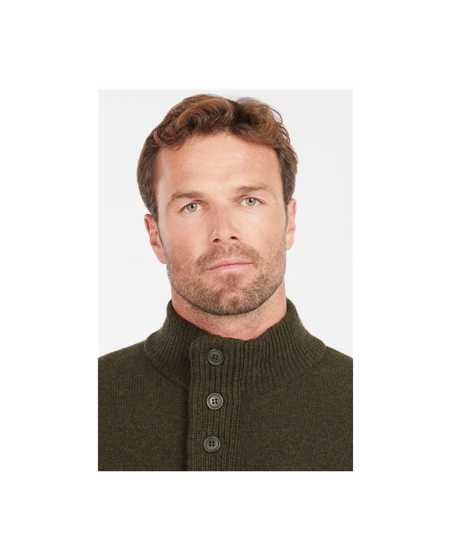 Barbour scheerwol trui opstaande kraag groen merinowol