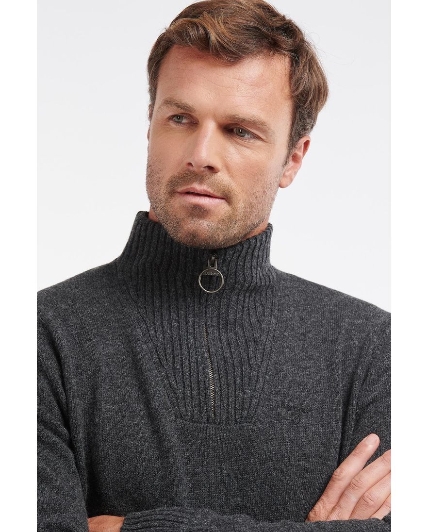 Barbour trui grijs opstaande kraag