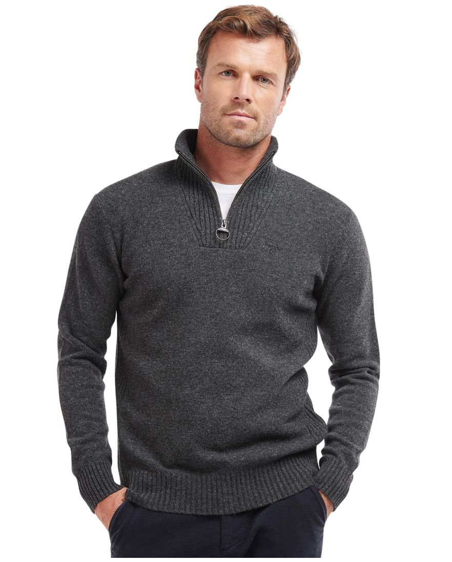 Barbour trui grijs opstaande kraag