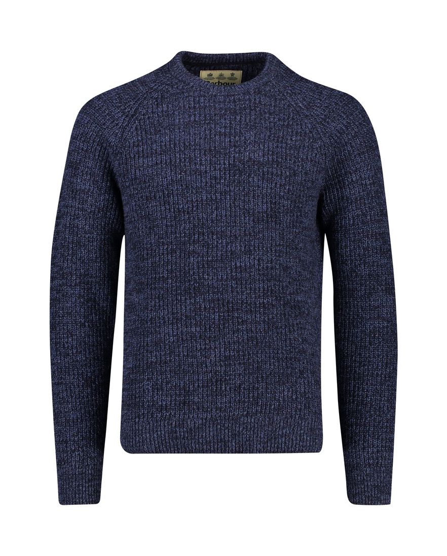 Barbour trui ronde hals donkerblauw effen lamswol