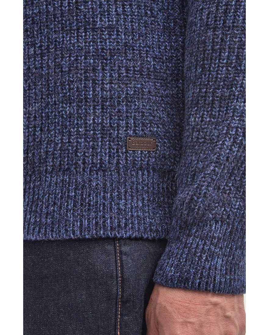 Barbour trui ronde hals donkerblauw effen lamswol