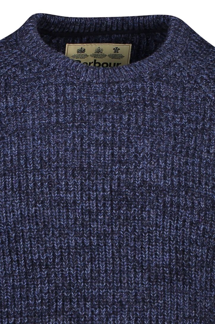 Barbour trui donkerblauw effen lamswol ronde hals