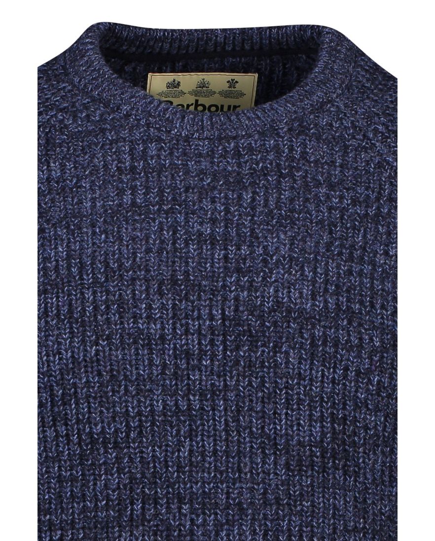 Barbour trui ronde hals donkerblauw effen lamswol