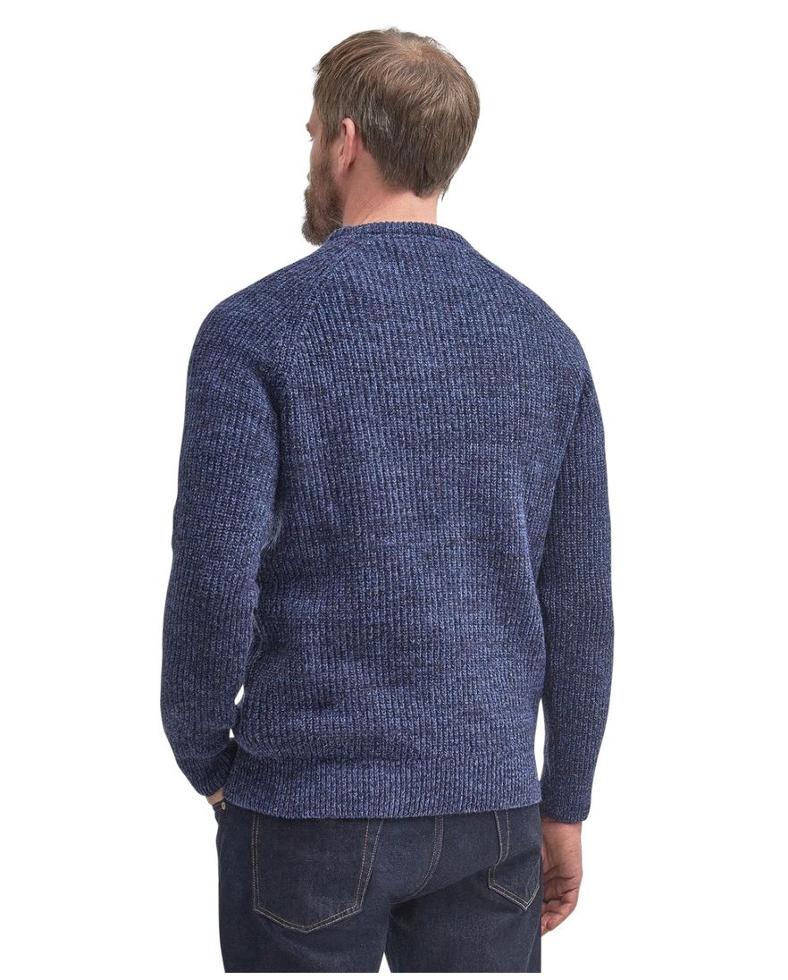 Barbour trui ronde hals donkerblauw effen lamswol